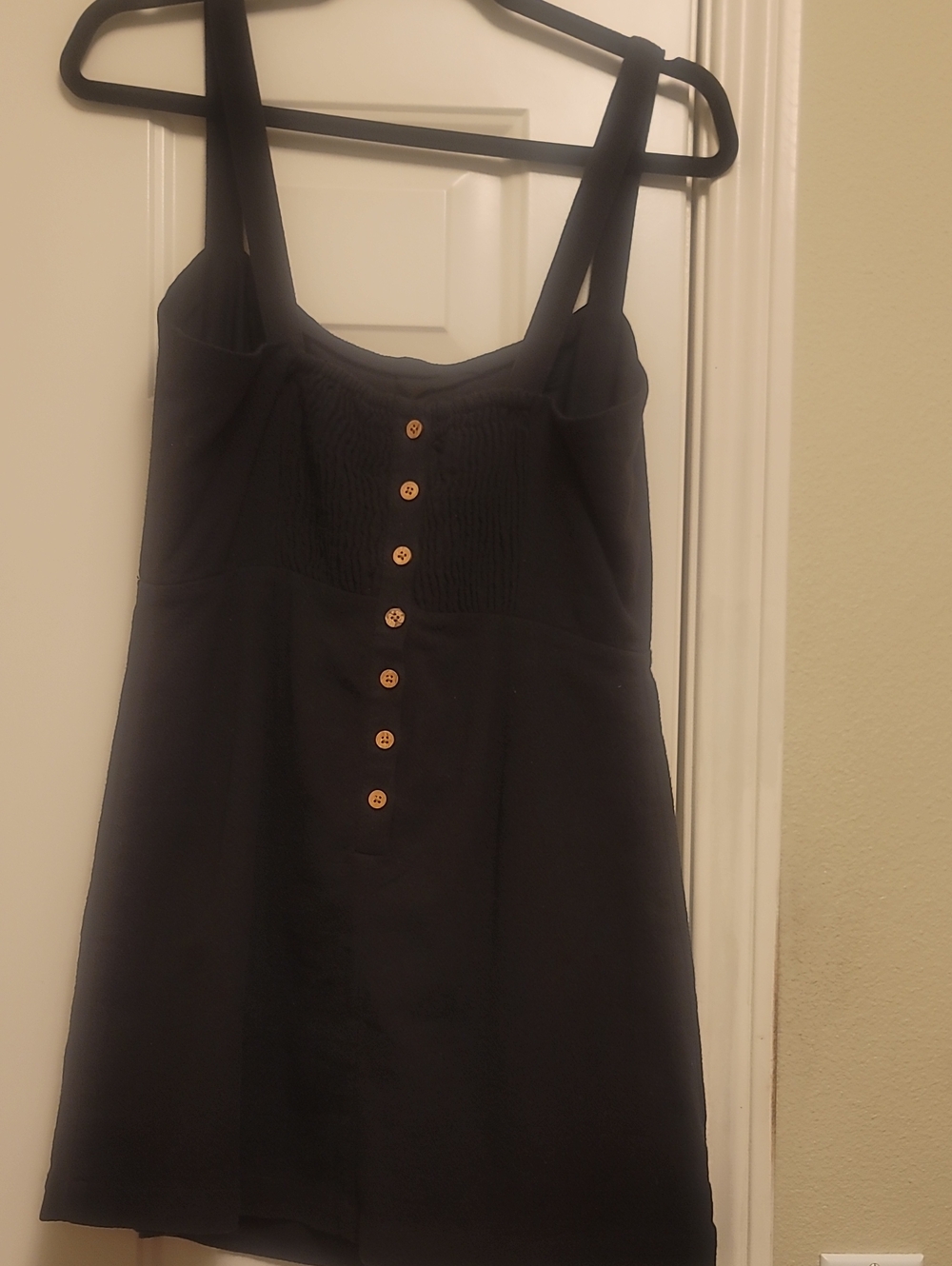 Free People Black Sleeveless Button-Front Mini Dress